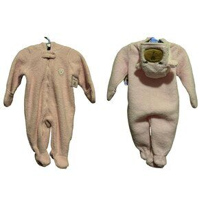 NEW Cuddle Bear Infant Girls Pink Fleece Zip Front Bunting Footed Sleeper 6 Mo